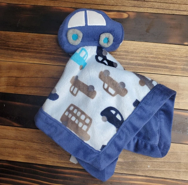 Carters Car Security Blanket Blue Lovey Plush Trucks Buses Blankie 2012 Pattern