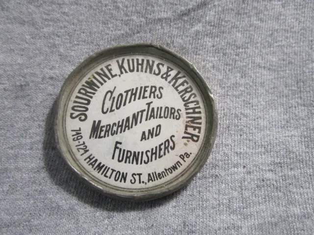 Vintage Advertising Mirror SOURWINE, KUHNS & KERSCHNER Clothiers Allentown PA