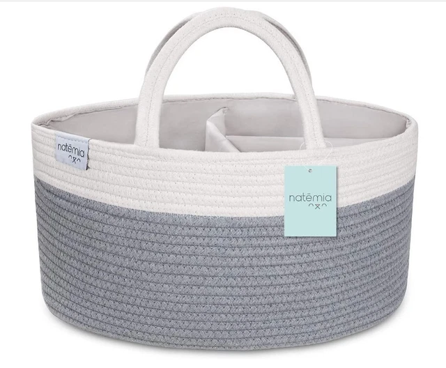 Natemia Rope Diaper Caddy Organizer│Large Portable Nursery Storage Bin and Car