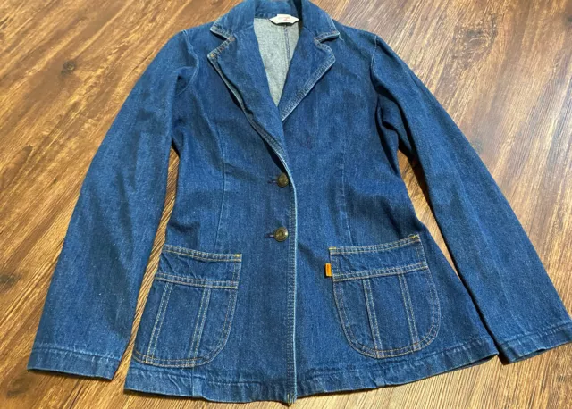 Vintage 70s Levi’s Levi Strauss blue Denim Women’s Suit Jacket sz 9