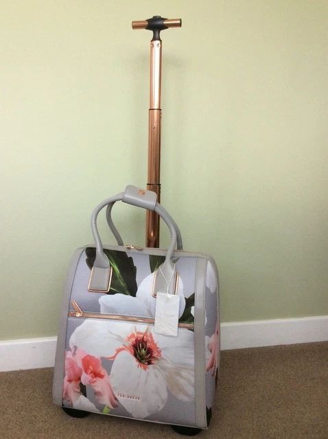 TED BAKER CHATSWORTH Grey Floral Cabin Size Travel Bag With Wheels