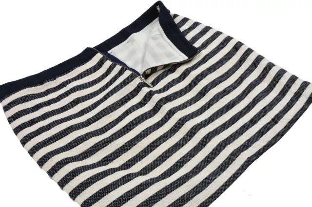 Tommy Hilfiger Corto Mini Gonna Taglia 10 Righe Blocchi Colorati Blu Navy Crema