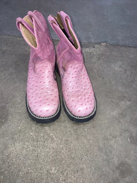 Ariat Fatbaby Womens Pink Raspberry Ostrich Print Western Cowboy Boots 14713