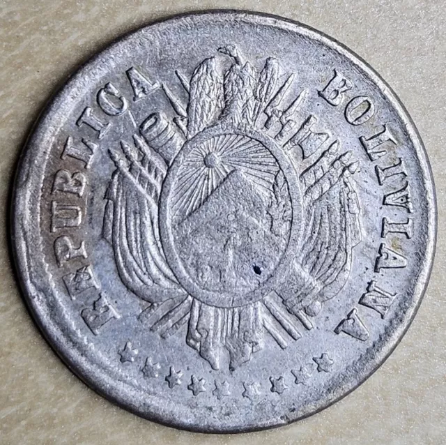 1875 Bolivia 5 Cents Silver KM-156.1 Uncirculated BU 2