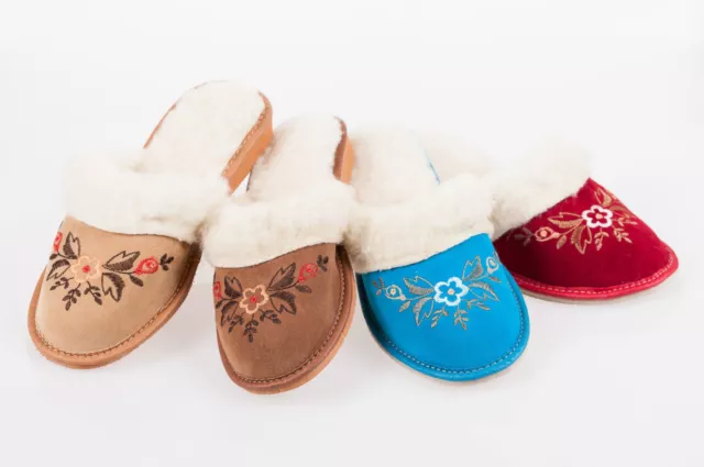 Lady Women Sheepskin Suede Leather Slippers Wool Shoes Size 3 4 5 6 7 8Flip-Flop 2