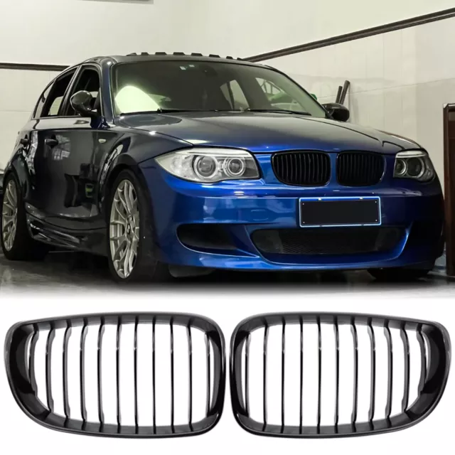 Nieren Grill Doppelsteg passend für BMW E81 E87 LCI Klavierschwarz 2007-