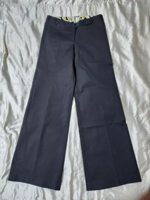 Women's Milly New York Black Wide Leg Cotton Lycra Dress Pants Trousers Size 4