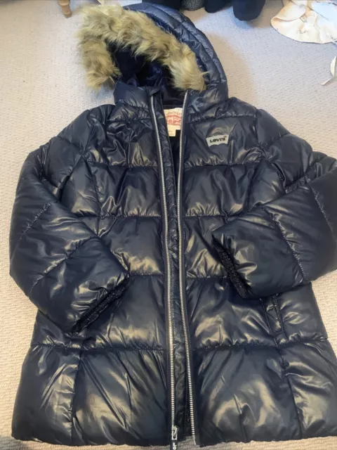 Girls Blue Puffer Jacket Coat Hooded Levis 10 Years Water Resist RRP £85 BNWOT