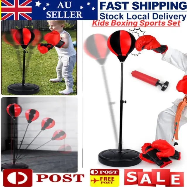 Kids Punching Ball Bag Speed Boxing Sports Set Adjustable Height + Gloves AU