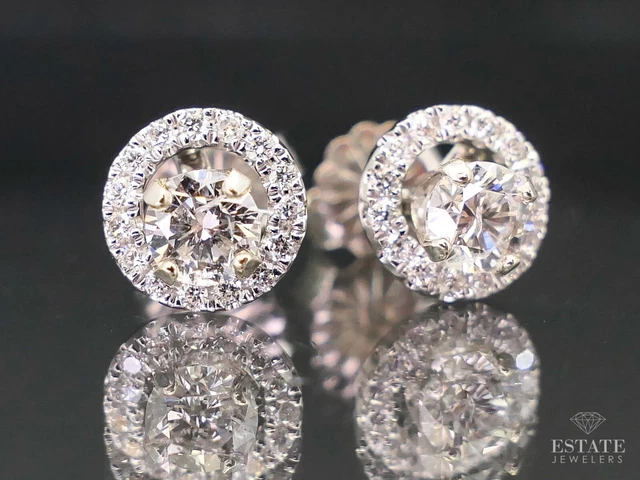 NEW 14k White Gold Round Natural .61ctw Diamond Stud & Jacket Earrings i12872 NEW 14k White Gold Round Natural .61ctw Diamond Stud & Jacket Earrings i12872