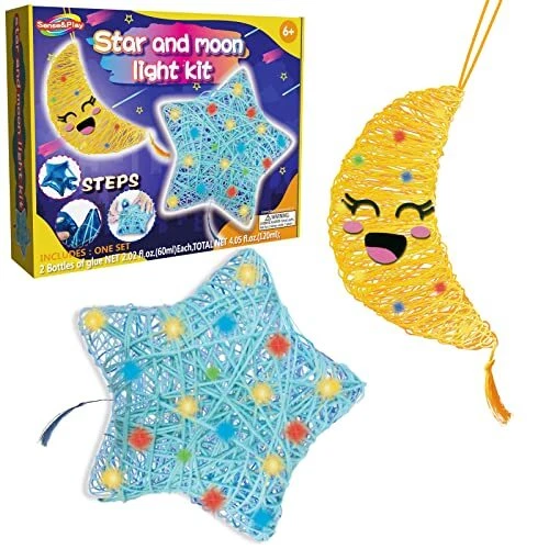 3D String Art Kit for Kids, Makes a Light-Up Moon&Star Lantern 12 Year Old