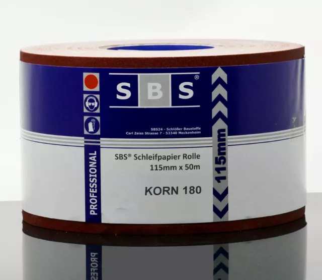 SBS Schleifpapier Rolle 115mm X 50m Korn 180 Papel de Lija de Mano