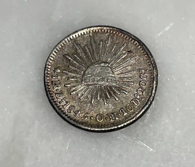 Mexico  ~1845 Silver Real Coin Zacatecas Mint