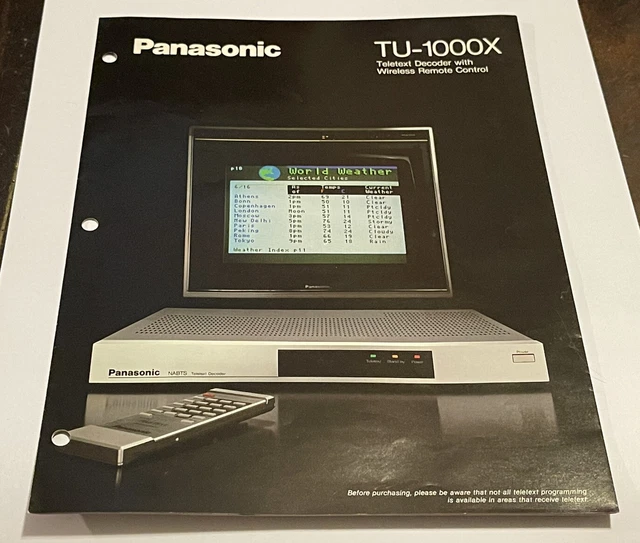 VINTAGE 1980’S RARE Panasonic TU-1000X NABTS Teletext Decoder Sales ...