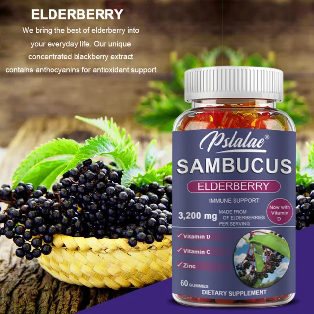 Sambucus Saúco 3200mg - Con Vitamina C,- Refuerzo Energético E Inmunológico 3