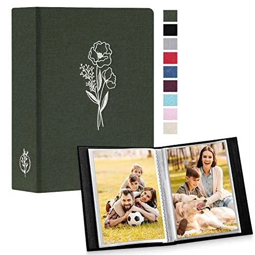 Álbum de fotos 4x6 50 fotos 2 paquetes, mini capacidad pequeña 50 bolsillos/2 piezas verde