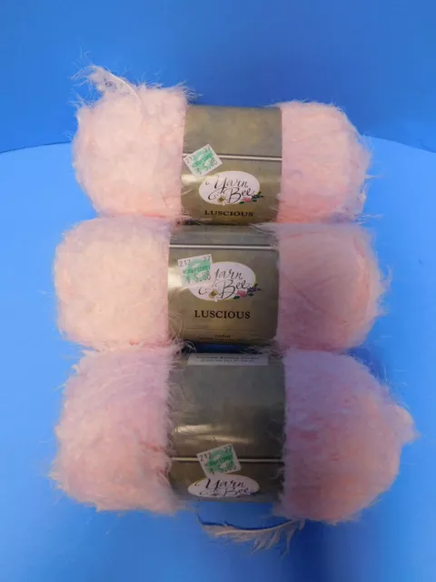 2 Yarn Bee Luscious Fuzzy Yarn Bubblegum Pink 3.5oz Each