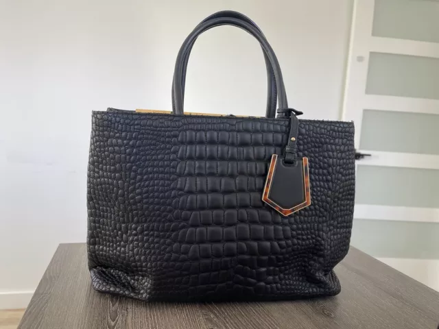 Fendi 2Jours Croc-Stitched Medium Tote 2