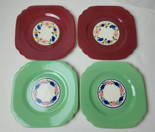 Lot of 4 Vintage Old Ivory Syracuse China O P C O Square Salad Plates