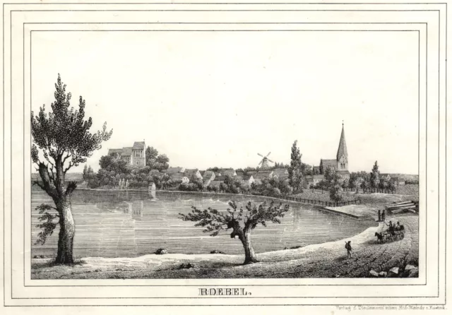 Röbel la Mayor Parte Müritzsee Original Litografía Tiedemann 1845