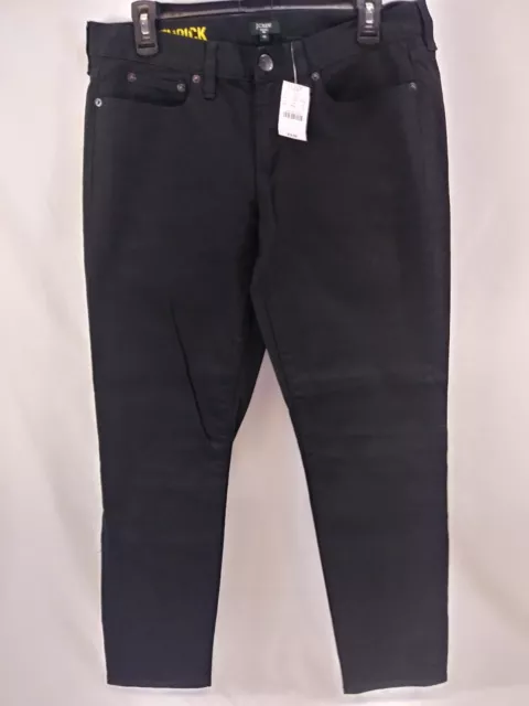 NWT J. Crew Toothpick Mid Rise Skinny Stretch Denim Black Jeans Women's Size 30