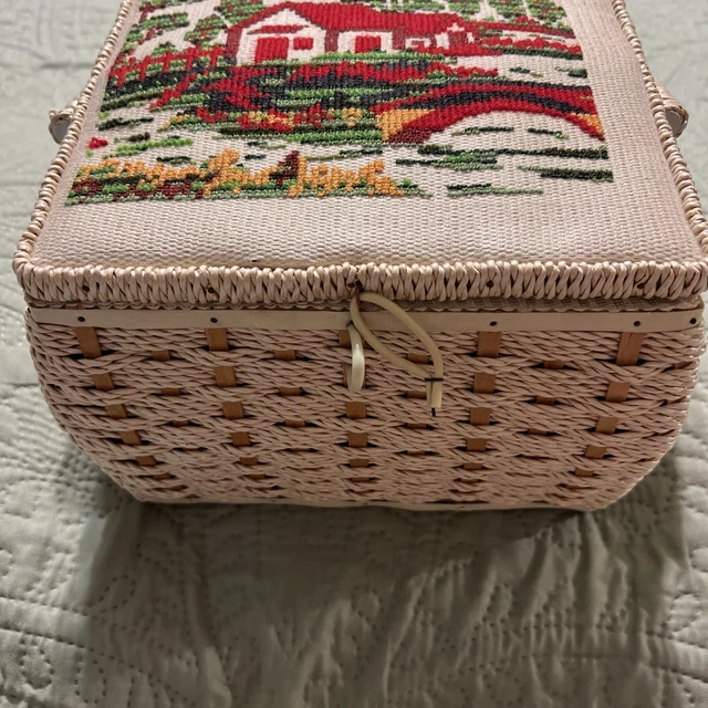Vintage sewing basket mid century modern