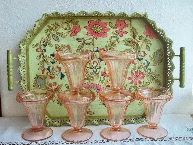 6 Coupes à Glace Vintage La Rochère – Verre Ambré, France (Occasion, Très Bel état)