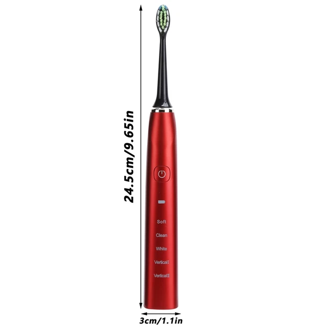 Cepillo de dientes eléctrico (rojo) ultrasónico USB inalámbrico