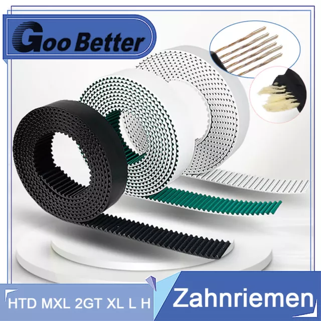 1 Meter Offener Zahnriemen 6/10/15-40mm Breit HTD MXL 2GT XL L H Synchronriemen