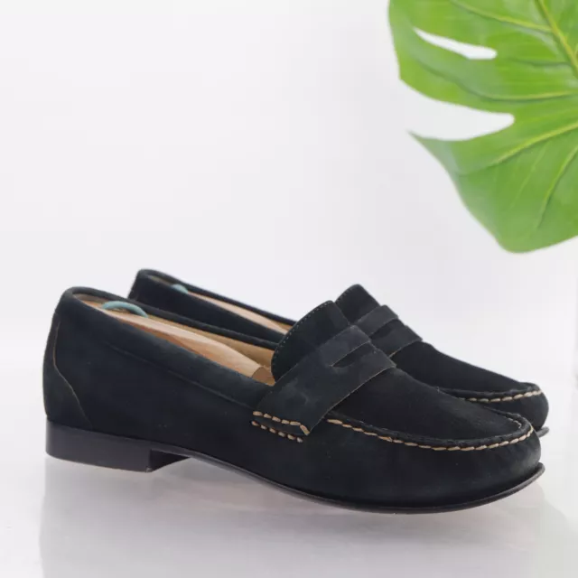 Cole Haan Women's Penny Loafer Size 7 Slip On Shoe Moc Toe Flat Black Suede