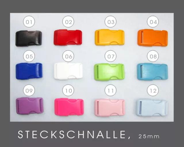 Steckschnalle / oder Schieber, 25mm,  12 Farben wählbar