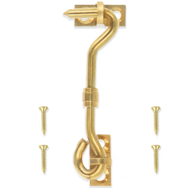 Brass Cabin Hook 10x Polished 75mm/3 Small Door Gate Eye Latch Lock Patio Holder