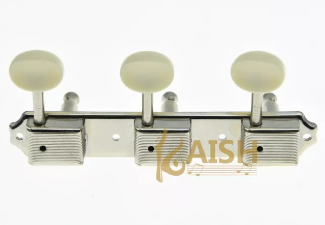 Nickel w/ Ivory Vintage 3 on a Plate 3x3 Guitar Tuning Keys for LP SG JR