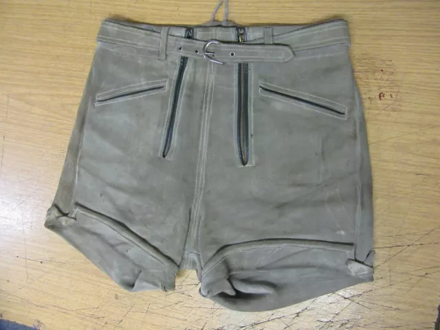 Vintage 30'S Trachten Lederhosen Octoberfest Leather Trousers Shorts Fit 28"