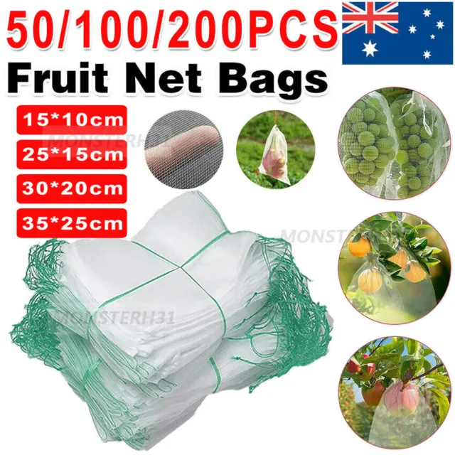 200/100 Reusable Plant Fruit Protect Drawstring Net Bag Mesh Against Insect Pest