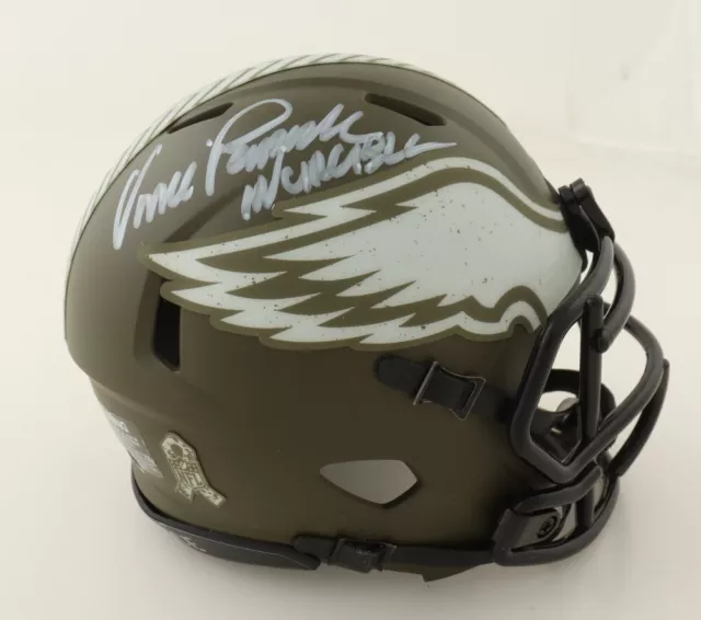 Vince Papale Signed Autographed Eagles Salute To Service Mini Helmet Jsa Coa