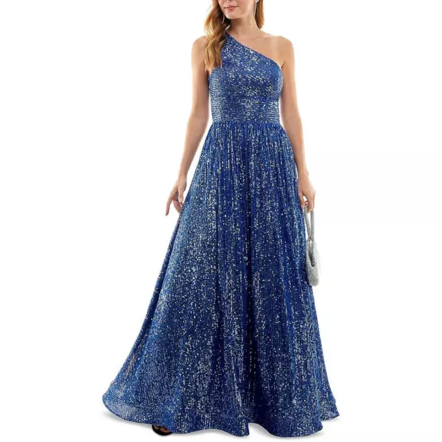 B. Darlin Womens Blue Sequined Prom Evening Dress Gown Juniors 11/12 BHFO 6407