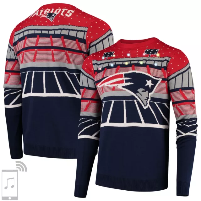 FOCO NFL New England Patriots Bluetooth Ugly Sweater, Large