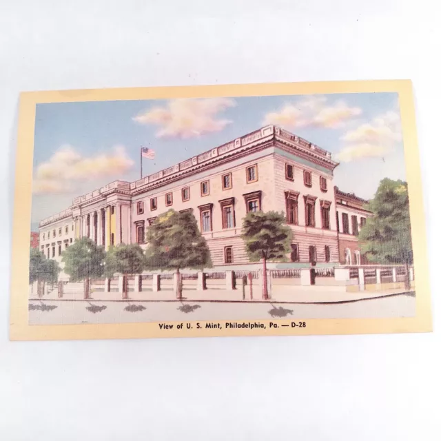 Philadelphia Pennsylvania -U.S. Mint- Corner View Entrance Postcard 1950-51