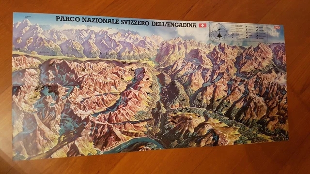 POSTER del 1974 VINTAGE PARCO NAZIONALE SVIZZERO DELL  ENGADINA D EPOCA