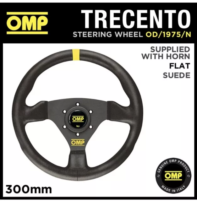 OD/1975/N OMP TRECENTO STEERING WHEEL 300mm SUEDE LEATHER & BLACK SPOKES