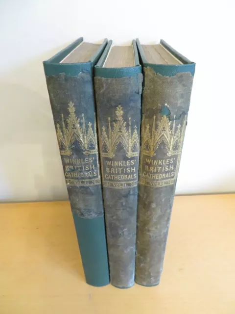 1836 WINKLES CATHEDRAL CHURCHES ENGLAND WALES 175plts 3 vols ARCHITECTURAL MOULE