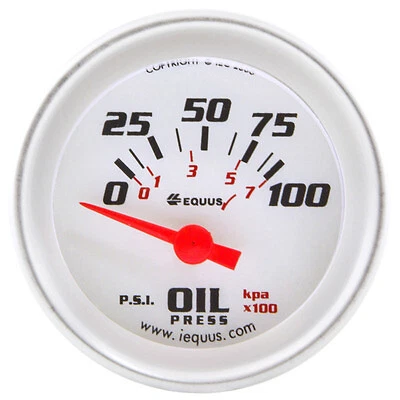 Equus 2.0 Dia Oil Pressure Gauge Silver 0-100psi - E8264