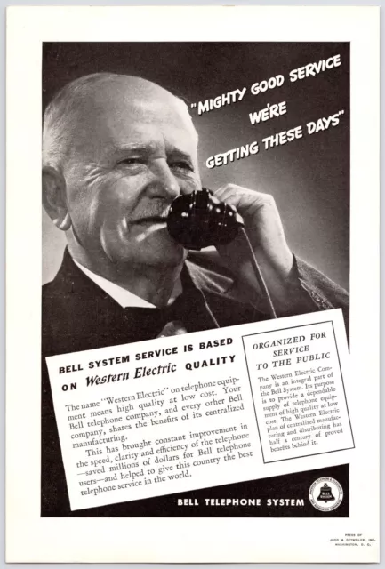1937~Bell Telephone~Western Electric~Man~Phone~Vintage 30s Print Advertisement