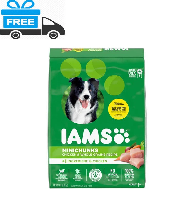 Chicken, 15 lb. Bag, IAMS Adult Minichunks Small Kibble High Protein Dry Dog....