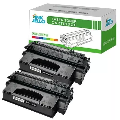 2 Black Toner Cartridge for HP Q7553X LaserJet P2013n P2014 P2014n P2015 P2015d