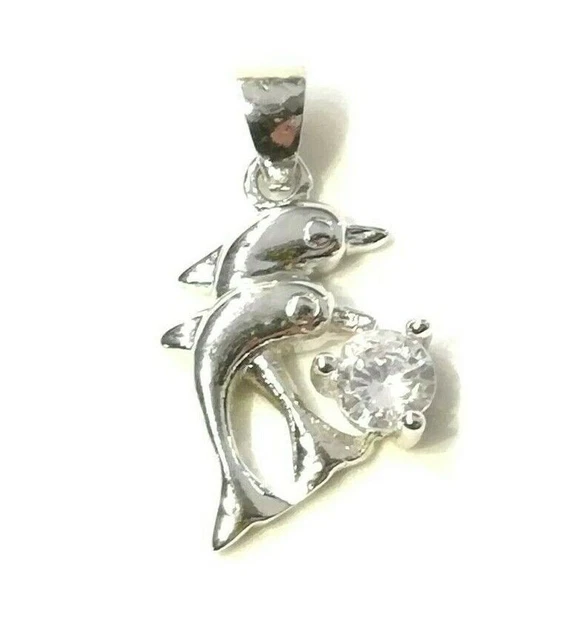 Bellissimo Ciondolo Delfino In Argento 925 Con Pietra Preziosa