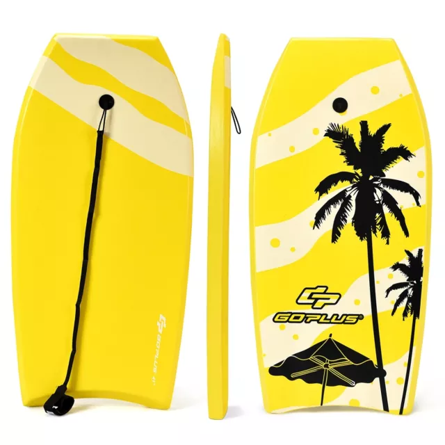Bodyboard Planche de Surf avec Corde Capacité 60-95kg en XPE et HDPE, 105x51x6c