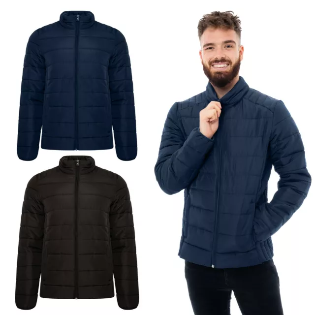 Mens Padded Bubble Puffer Quilted Jacket Bomber Coat Warm Winter Zip Up Branded