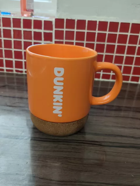 Dunkin Donuts Cork Insulted Ceramic Mug Rare Discontinued Funky Design Retro